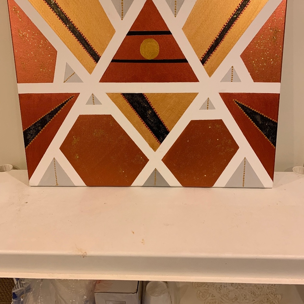 Geometric 16”x24” acrylic painting